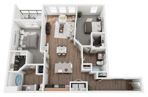 Floor plan for 2 beds, 2 baths, 1339 sqft